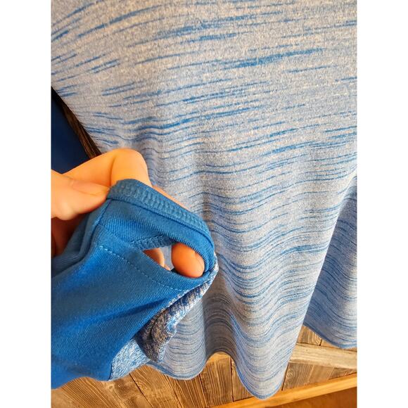 Athleta M heathered blue long sleeve performance top thumb holes running active - Picture 3 of 7